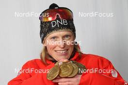 11.03.2012, Ruhpolding, Germany (GER): Tora Berger (NOR), Fischer, Rottefella, Odlo - IBU world championships biathlon, medals, Ruhpolding (GER). www.nordicfocus.com. © Manzoni/NordicFocus. Every downloaded picture is fee-liable.