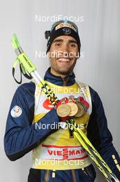 11.03.2012, Ruhpolding, Germany (GER): Martin Fourcade (FRA), Rossignol, Rottefella, OneWay - IBU world championships biathlon, medals, Ruhpolding (GER). www.nordicfocus.com. © Manzoni/NordicFocus. Every downloaded picture is fee-liable.