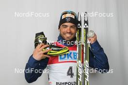 06.03.2012, Ruhpolding, Germany (GER): Simon Fourcade (FRA), Fischer, Rottefella, Rossignol, Swix - IBU world championships biathlon, medals, Ruhpolding (GER). www.nordicfocus.com. © Manzoni/NordicFocus. Every downloaded picture is fee-liable.