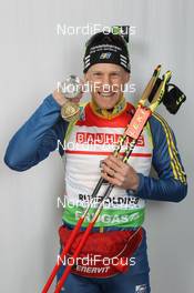 04.03.2012, Ruhpolding, Germany (GER): Carl-Johan Bergman (SWE), Rossignol, Rottefella, Leki, adidas - IBU world championships biathlon, medals, Ruhpolding (GER). www.nordicfocus.com. © Manzoni/NordicFocus. Every downloaded picture is fee-liable.
