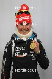 10.03.2012, Ruhpolding, Germany (GER): Tina Bachmann (GER), Fischer, Rottefella, Swix, adidas  - IBU world championships biathlon, medals, Ruhpolding (GER). www.nordicfocus.com. © Manzoni/NordicFocus. Every downloaded picture is fee-liable.