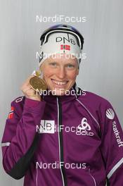 01.03.2012, Ruhpolding, Germany (GER): Tora Berger (NOR), Fischer, Rottefella, Odlo - IBU world championships biathlon, medals, Ruhpolding (GER). www.nordicfocus.com. © Manzoni/NordicFocus. Every downloaded picture is fee-liable.