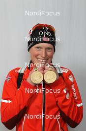 07.03.2012, Ruhpolding, Germany (GER): Tora Berger (NOR), Fischer, Rottefella, Odlo - IBU world championships biathlon, medals, Ruhpolding (GER). www.nordicfocus.com. © Manzoni/NordicFocus. Every downloaded picture is fee-liable.
