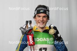 11.03.2012, Ruhpolding, Germany (GER): Fredrik Lindstroem (SWE), Fischer, Rottefella, Swix, adidas - IBU world championships biathlon, medals, Ruhpolding (GER). www.nordicfocus.com. © Manzoni/NordicFocus. Every downloaded picture is fee-liable.