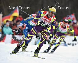 04.03.2012, Ruhpolding, Germany (GER): Simon Fourcade (FRA), Fischer, Rottefella, Rossignol, Swix, Odlo - IBU world championships biathlon, pursuit men, Ruhpolding (GER). www.nordicfocus.com. © Felgenhauer/NordicFocus. Every downloaded picture is fee-liable.