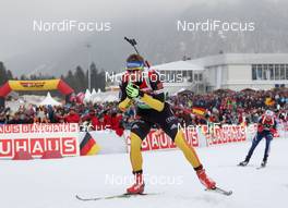 04.03.2012, Ruhpolding, Germany (GER): Andreas Birnbacher (GER), Fischer, Rottefella, Alpina, Leki, adidas - IBU world championships biathlon, pursuit men, Ruhpolding (GER). www.nordicfocus.com. © Manzoni/NordicFocus. Every downloaded picture is fee-liable.