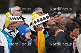 04.03.2012, Ruhpolding, Germany (GER): spectators along the track - IBU world championships biathlon, pursuit men, Ruhpolding (GER). www.nordicfocus.com. © Felgenhauer/NordicFocus. Every downloaded picture is fee-liable.