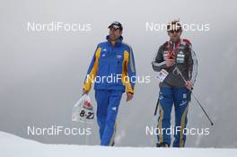 04.03.2012, Ruhpolding, Germany (GER): Event Feature: Swedens Team staff - IBU world championships biathlon, pursuit men, Ruhpolding (GER). www.nordicfocus.com. © Manzoni/NordicFocus. Every downloaded picture is fee-liable.