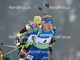 04.03.2012, Ruhpolding, Germany (GER): l-r: Marie Laure Brunet (FRA), Rossignol, Rottefella, Swix, Helena Ekholm (SWE), Fischer, Rottefella, Leki, adidas - IBU world championships biathlon, pursuit women, Ruhpolding (GER). www.nordicfocus.com. © Felgenhauer/NordicFocus. Every downloaded picture is fee-liable.