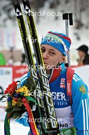 04.03.2012, Ruhpolding, Germany (GER): Olga Vilukhina (RUS), Fischer, Rottefella, Swix, adidas - IBU world championships biathlon, pursuit women, Ruhpolding (GER). www.nordicfocus.com. © Felgenhauer/NordicFocus. Every downloaded picture is fee-liable.
