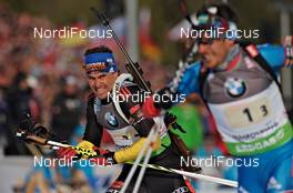 09.03.2012, Ruhpolding, Germany (GER): Michael Greis (GER), Madshus, Rottefella, OneWay, adidas - IBU world championships biathlon, relay men, Ruhpolding (GER). www.nordicfocus.com. © Felgenhauer/NordicFocus. Every downloaded picture is fee-liable.