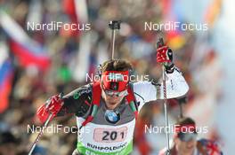 09.03.2012, Ruhpolding, Germany (GER): Marc-Andre Bedard (CAN), Fischer, Rottefella, Swix - IBU world championships biathlon, relay men, Ruhpolding (GER). www.nordicfocus.com. © Manzoni/NordicFocus. Every downloaded picture is fee-liable.
