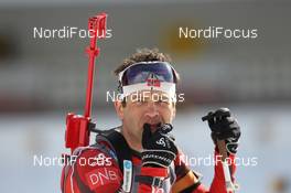 09.03.2012, Ruhpolding, Germany (GER): Ole Einar Bjoerndalen (NOR), Madshus, Rottefella, Odlo - IBU world championships biathlon, relay men, Ruhpolding (GER). www.nordicfocus.com. © Manzoni/NordicFocus. Every downloaded picture is fee-liable.
