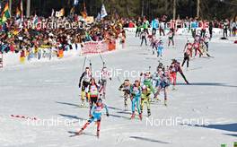 10.03.2012, Ruhpolding, Germany (GER): athletes approaching the shooting range - IBU world championships biathlon, relay women, Ruhpolding (GER). www.nordicfocus.com. © Felgenhauer/NordicFocus. Every downloaded picture is fee-liable.