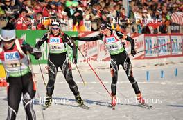 10.03.2012, Ruhpolding, Germany (GER): l-r: Irene Cadurisch (SUI), Fischer, Rottefella, Leki, ODLO, Selina Gasparin (SUI), Rossignol, Rottefella, Alpina, Leki, ODLO - IBU world championships biathlon, relay women, Ruhpolding (GER). www.nordicfocus.com. © Felgenhauer/NordicFocus. Every downloaded picture is fee-liable.