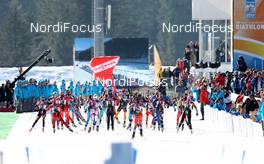 10.03.2012, Ruhpolding, Germany (GER): Event Feature: Start to the womens relay - IBU world championships biathlon, relay women, Ruhpolding (GER). www.nordicfocus.com. © Manzoni/NordicFocus. Every downloaded picture is fee-liable.