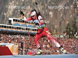 10.03.2012, Ruhpolding, Germany (GER): Iris Waldhuber (AUT), Fischer, Rottefella, Leki - IBU world championships biathlon, relay women, Ruhpolding (GER). www.nordicfocus.com. © Felgenhauer/NordicFocus. Every downloaded picture is fee-liable.