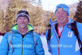 10.03.2012, Ruhpolding, Germany (GER): Walter Pichler and Wolfgang Pichler (GER), coach Team Russia - IBU world championships biathlon, relay women, Ruhpolding (GER). www.nordicfocus.com. © Manzoni/NordicFocus. Every downloaded picture is fee-liable.