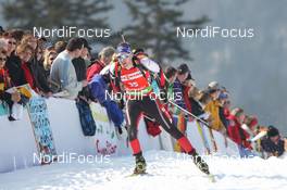 03.03.2012, Ruhpolding, Germany (GER): Simon Eder (AUT), Fischer, Rottefella, Swix - IBU world championships biathlon, sprint men, Ruhpolding (GER). www.nordicfocus.com. © Manzoni/NordicFocus. Every downloaded picture is fee-liable.