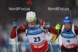 01.12.2012, Oestersund, Sweden (SWE): Ole Einar Bjoerndalen (NOR), Madshus, Rottefella, Odlo, Andreas Birnbacher (GER), Fischer, Rottefella, Alpina, Leki, adidas - IBU world cup biathlon, sprint men, Oestersund (SWE). www.nordicfocus.com. © Manzoni/NordicFocus. Every downloaded picture is fee-liable.