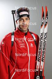 27.11.2012, Oestersund, Sweden (SWE): Simon Hallenbarter (SUI), Rossignol, Rottefella, KV+, ODLO, Alpina - IBU world cup biathlon, supplier photoshooting, Oestersund (SWE). www.nordicfocus.com. © Manzoni/NordicFocus. Every downloaded picture is fee-liable.