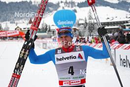 04.01.2012, Cortina-Toblach, Italy (ITA): todays winner Nikolay Morilov (RUS), Madshus, Rottefella, adidas, Swix  - FIS world cup cross-country, tour de ski, individual sprint, Cortina-Toblach (ITA). www.nordicfocus.com. © Hemmersbach/NordicFocus. Every downloaded picture is fee-liable.