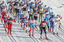 07.01.2012, Val di Fiemme, Italy (ITA): l-r: Dario Cologna (SUI), Fischer, Rottefella, Alpina, Swix, Odlo, Alexander Legkov (RUS), Rossignol, Rottefella, Swix, adidas, Dario Cologna (SUI), Fischer, Rottefella, Alpina, Swix, Odlo, Marcus Hellner (SWE), Fischer, Salomon, Exel, Craft  - FIS world cup cross-country, tour de ski, mass men, Val di Fiemme (ITA). www.nordicfocus.com. © Hemmersbach/NordicFocus. Every downloaded picture is fee-liable.