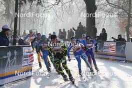15.01.2012, Milano, Italy (ITA): group, in front Baptiste Gros (FRA), Salomon, One Way, Swix  - FIS world cup cross-country, team sprint, Milano (ITA). www.nordicfocus.com. © Hemmersbach/NordicFocus. Every downloaded picture is fee-liable.