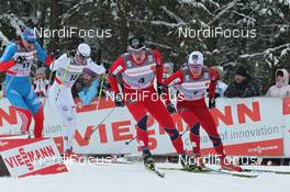 21.01.2012, Otepaeae, Estland (EST): in front Ola Vigen Hattestad (NOR), Fischer, Rottefella, Swix, behind right: Eirik Brandsdal (NOR), Fischer, Rottefella, Alpina, Swix  - FIS world cup cross-country, individual sprint, Otepaeae (EST). www.nordicfocus.com. © Hemmersbach/NordicFocus. Every downloaded picture is fee-liable.