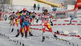 04.02.2012, Rybinsk, Russia (RUS): finish, in front Devon Kershaw (CAN), Fischer, Salomon, Swix, One Way, behind Ilia Chernousov (RUS), Rossignol, Rottefella, Swix, adidas, behind Tobias Angerer (GER), Rossignol, Rottefella, One Way, adidas - FIS world cup cross-country, mass men, Rybinsk (RUS). www.nordicfocus.com. © Hemmersbach/NordicFocus. Every downloaded picture is fee-liable.