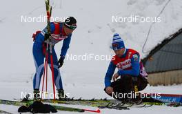 02.03.2012, Lahti, Finland (FIN):  (l-r) Riitta-Liisa Roponen (FIN), Fischer, Leki, Rottefella, Craft and a service man of team Finland, Hannu Hovila (FIN) - FIS world cup cross-country, training, Lahti (FIN). www.nordicfocus.com. Â© Laiho/NordicFocus. Every downloaded picture is fee-liable.