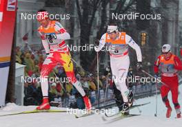 07.03.2012, Drammen, Norway (NOR): l-r: Len Valjas (CAN), Fischer, Rottefella, Alpina, Swix, One Way, Emil Joensson (SWE), Fischer, Salomon, Craft, Swix, Eirik Brandsdal (NOR), Fischer, Rottefella, Alpina, Swix  - FIS world cup cross-country, individual sprint, Drammen (NOR). www.nordicfocus.com. © Hemmersbach/NordicFocus. Every downloaded picture is fee-liable.