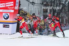 07.03.2012, Drammen, Norway (NOR): l-r: Marit Bjoergen (NOR), Fischer, Rottefella, Swix, Astrid Uhrenholdt Jacobsen (NOR), Fischer, Rottefella, Swix, Chandra Crawford (CAN), Fischer, Rottefella, Swix, One Way, Justyna Kowalczyk (POL), Fischer, Rottefella, Swix  - FIS world cup cross-country, individual sprint, Drammen (NOR). www.nordicfocus.com. © Hemmersbach/NordicFocus. Every downloaded picture is fee-liable.