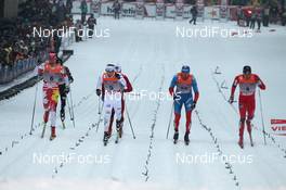 07.03.2012, Drammen, Norway (NOR): l-r: Len Valjas (CAN), Fischer, Rottefella, Alpina, Swix, One Way, Emil Joensson (SWE), Fischer, Salomon, Craft, Swix, Alexander Panzhinskiy (RUS), Adidas, Rossignol, Swix and Paal Golberg (NOR), Madshus, Rottefella, Alpina, Swix  - FIS world cup cross-country, individual sprint, Drammen (NOR). www.nordicfocus.com. © Hemmersbach/NordicFocus. Every downloaded picture is fee-liable.