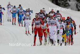10.03.2012, Oslo, Norway (NOR): (l-r) Kristian Tettli Rennemo (NOR), Fischer, One Way, Alpina, Rottefella, Swix and Daniel Rickardsson (SWE), Fischer, One Way, Rottefella, Craft  - FIS world cup cross-country, mass men, Oslo (NOR). www.nordicfocus.com. Â© Laiho/NordicFocus. Every downloaded picture is fee-liable.