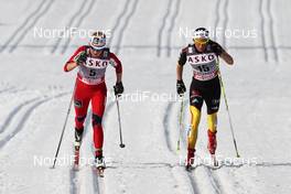 11.03.2012, Oslo, Norway (NOR): l-r: Marthe Kristoffersen (NOR), Atomic, Salomon, Swix and Nicole Fessel (GER), Rossignol, Rottefella, Alpina, One Way, adidas  - FIS world cup cross-country, mass women, Oslo (NOR). www.nordicfocus.com. © Hemmersbach/NordicFocus. Every downloaded picture is fee-liable.