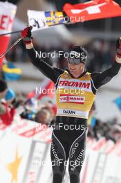 18.03.2012, Falun, Sweden (SWE): todays winner Dario Cologna (SUI), Fischer, Rottefella, Alpina, Swix, Odlo  - FIS world cup cross-country, 15km men handicap start, Falun (SWE). www.nordicfocus.com. © Hemmersbach/NordicFocus. Every downloaded picture is fee-liable.