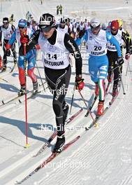 25.02.2012, Erzurum, Turkey (TUR): l-r: Jonas Baumann (SUI), Mattia Pellegrin (ITA), Atomic, Leki, Odlo, Sportful, Swix, Fischer - FIS junior world ski championships cross-country, skiathlon men U23, Erzurum (TUR). www.nordicfocus.com. © Felgenhauer/NordicFocus. Every downloaded picture is fee-liable.