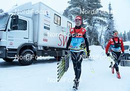 23.11.2012, Gaellivare, Sweden (SWE): suisse technicians leave their new wax truck - FIS world cup cross-country, training, Gaellivare (SWE). www.nordicfocus.com. © Felgenhauer/NordicFocus. Every downloaded picture is fee-liable.