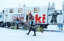 23.11.2012, Gaellivare, Sweden (SWE): suisse (SUI) technicians leave their new wax truck - FIS world cup cross-country, training, Gaellivare (SWE). www.nordicfocus.com. © Felgenhauer/NordicFocus. Every downloaded picture is fee-liable.
