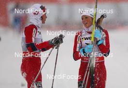 02.12.2012, Kuusamo, Finland (FIN):  (l-r) Heidi Weng (NOR), Madshus, Swix, Alpina, Rottefella and Therese Johaug (NOR), Fischer, Swix, Salomon - FIS world cup cross-country, pursuit women, Kuusamo (FIN). www.nordicfocus.com. © Laiho/NordicFocus. Every downloaded picture is fee-liable.