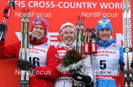 15.12.2012, Canmore, Canada (CAN): (l-r) Anders Gloeersen (NOR), Fischer, Swix, Alpina, Rottefella, Emil Joensson (SWE), Fischer, Swix, Salomon, Craft and Nikita Kriukov (RUS), Rossignol, Swix, Rottefella, Adidas  - FIS world cup cross-country, individual sprint, Canmore (CAN). www.nordicfocus.com. © Roycroft/NordicFocus. Every downloaded picture is fee-liable.