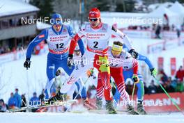 15.12.2012, Canmore, Canada (CAN):  (l-r) Anssi Pentsinen (FIN), Fischer, Swix, Alpinen, Rottefella, Craft and Jesse Cocnkey (CAN), Fischer, Swix, Rottefella, One Way - FIS world cup cross-country, individual sprint, Canmore (CAN). www.nordicfocus.com. © Roycroft/NordicFocus. Every downloaded picture is fee-liable.