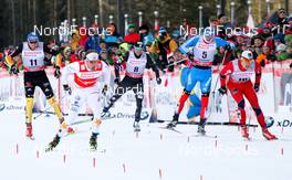 15.12.2012, Canmore, Canada (CAN):  (l-r) Tim Tscharnke (GER), Fischer, Swix, Alpina, Rottefella, Adidas, Emil Joensson (SWE), Fischer, Swix, Salomon, Craft, Andrew Nevell (USA), Fischer, Swix, Salomon, Nikita Kriukov (RUS), Rossignol, Swix, Rottefella, Adidas and Anders Gloeersen (NOR), Fischer, Swix, Alpina, Rottefella - FIS world cup cross-country, individual sprint, Canmore (CAN). www.nordicfocus.com. © Roycroft/NordicFocus. Every downloaded picture is fee-liable.