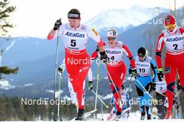 13.12.2012, Canmore, Canada (CAN): Justyna Kowalczyk (POL), Fischer, Rottefella, Swix, Kristin Stoermer Steira (NOR), Madshus, Rottefella, One Way, Swix, Vibeke W. Skofterud (NOR), Fischer, Rottefella, Alpina, One Way, Swix  - FIS world cup cross-country, mass women, Canmore (CAN). www.nordicfocus.com. © Roycroft/NordicFocus. Every downloaded picture is fee-liable.
