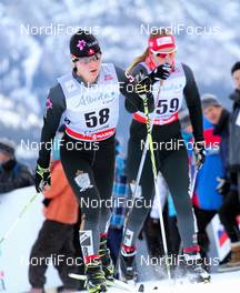 16.12.2012, Canmore, Canada (CAN):  (l-r) Annika Hicks (CAN) and Dahria Beatty (CAN)  - FIS world cup cross-country, skiathlon women, Canmore (CAN). www.nordicfocus.com. © Roycroft/NordicFocus. Every downloaded picture is fee-liable.