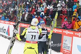29.12.2012, Oberhof, Germany (GER): Vesna Fabjan (SLO) congratulates Kikkan Randall (USA) - FIS world cup cross-country, tour de ski, prologue women, Oberhof (GER). www.nordicfocus.com. © Felgenhauer/NordicFocus. Every downloaded picture is fee-liable.