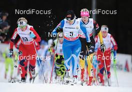 30.12.2012, Oberhof, Germany (GER): Riitta-Liisa Roponen (FIN) leads a group in front of Denise Herrmann (GER) and Therese Johaug (NOR) - FIS world cup cross-country, tour de ski, pursuit women, Oberhof (GER). www.nordicfocus.com. © Felgenhauer/NordicFocus. Every downloaded picture is fee-liable.