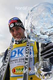 09.03.2012, Oslo, Norway (NOR): overall world cup winner 2011/2012 Jason Lamy-Chappuis (FRA), Salomon, Swix  - FIS world cup nordic combined, cups, Oslo (NOR). www.nordicfocus.com. © Hemmersbach/NordicFocus. Every downloaded picture is fee-liable.