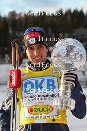 09.03.2012, Oslo, Norway (NOR): overall world cup winner 2011/2012 Jason Lamy-Chappuis (FRA), Salomon, Swix  - FIS world cup nordic combined, cups, Oslo (NOR). www.nordicfocus.com. © Hemmersbach/NordicFocus. Every downloaded picture is fee-liable.